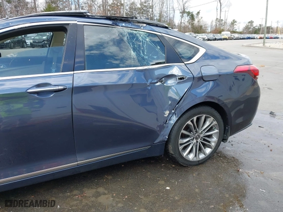 2016 Hyundai Genesis 3.8L with VIN KMHGN4JEXGU106388, listed as a IAAI auction lot 41781861 with 64,285 mi miles. Bid and sale history available at carsss.com. Image 6.