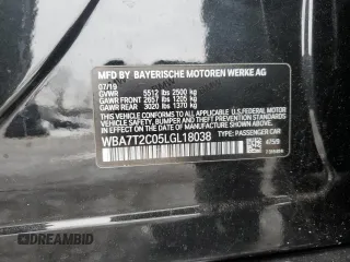 2020 BMW 7 Series 740i with VIN WBA7T2C05LGL18038, listed as a Copart auction lot 41997975 with 74,868 mi miles and Salvage Title. Bid and sale history available at carsss.com. Image 14.