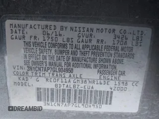 2016 Nissan Versa S Plus with VIN 3N1CN7AP7GL904950, listed as a IAAI auction lot 41361097 with 109,513 mi miles. Bid and sale history available at carsss.com. Image 9.