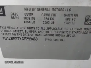 2016 Chevrolet Malibu LS with VIN 1G1ZB5STXGF299468, listed as a IAAI auction lot 42595372 with 136,690 mi miles and . Bid and sale history available at DreamBid. Image 9.