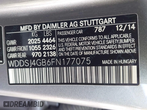 2015 Mercedes-Benz CLA 250 z VIN WDDSJ4GB6FN177075, wystawiony jako IAAI lot #42738282 z przebiegiem 159 466 mil mil oraz . Historia ofert i sprzedaży dostępna na DreamBid. Obrazek 9.
