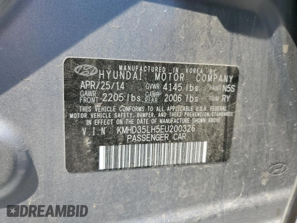 2014 Hyundai Elantra GT with VIN KMHD35LH5EU200326, listed as a Copart auction lot 61170234 with 0 mi miles and Salvage Title. Bid and sale history available at carsss.com. Image 12.