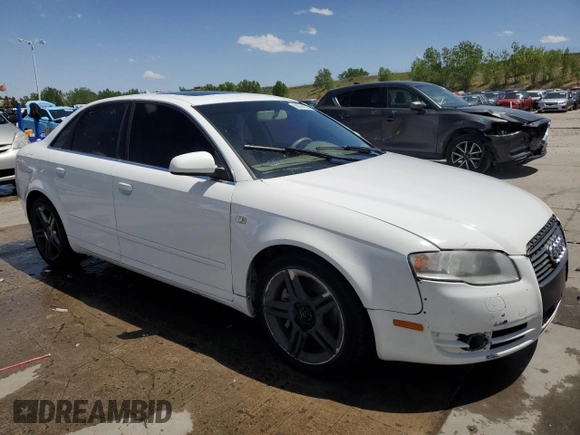 2007 Audi A4 2.0T with VIN WAUDF78E87A203390, listed as a Copart auction lot 56594595 with 122,328 mi miles and Salvage title. Bid and sale history available at DreamBid. Image 4.