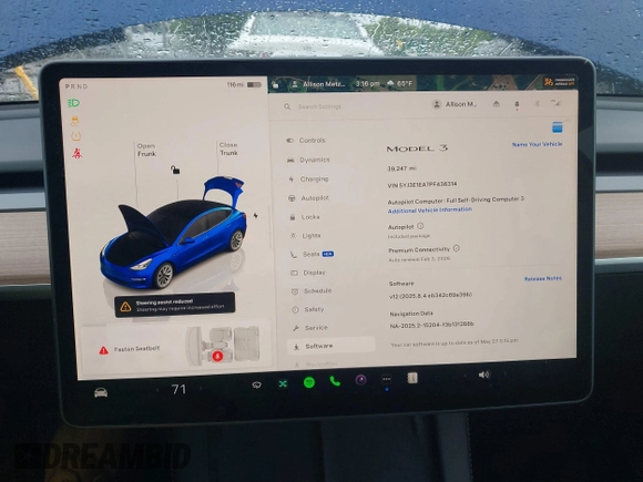 2023 Tesla Model 3 z VIN 5YJ3E1EA7PF436314, wystawiony jako IAAI lot #42340337 z przebiegiem 39 247 mil mil oraz . Historia ofert i sprzedaży dostępna na DreamBid. Obrazek 18.