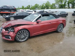 2018 Audi A5 Cabriolet Premium Plus z VIN WAUYNGF52JN017044, wystawiony jako Copart lot #55970875 z przebiegiem 127 629 mil mil oraz Szkoda całkowita • Salvage title. Historia ofert i sprzedaży dostępna na DreamBid. Obrazek 1.