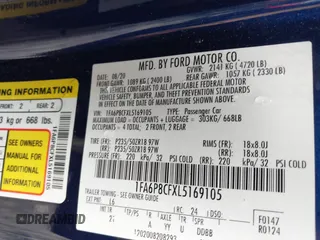 2020 Ford Mustang GT с VIN 1FA6P8CFXL5169105, выставлен на аукционе IAAI как лот 42118638 с пробегом 76 552 миль миль и . История ставок и продаж доступна на DreamBid. Изображение 9.