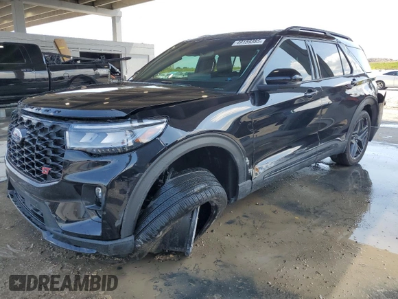 2025 Ford Explorer ST with VIN 1FMWK8GC4SGA22804, listed as a Copart auction lot 49159385 with 7,554 mi miles and Salvage Title. Bid and sale history available at carsss.com. Image 1.