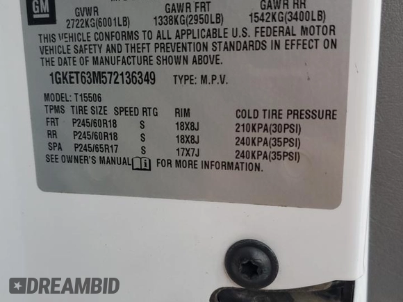 2007 GMC Envoy Denali with VIN 1GKET63M572136349, listed as a Copart auction lot 42797845 with 116,933 mi miles and Salvage Title. Bid and sale history available at carsss.com. Image 13.