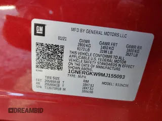 2021 Chevrolet Traverse LT Cloth with VIN 1GNERGKW9MJ155093, listed as a Copart auction lot 43694404 with 79,528 mi miles. Bid and sale history available at carsss.com. Image 14.