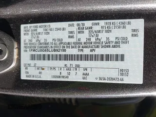 2020 Ford Escape SE with VIN 1FMCU0G65LUB92150, listed as a IAAI auction lot 42180867 with 39,413 mi miles and . Bid and sale history available at DreamBid. Image 9.