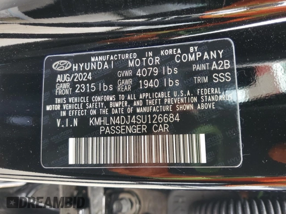 2025 Hyundai Elantra Limited z VIN KMHLN4DJ4SU126684, wystawiony jako Copart lot #57339255 z przebiegiem 3 558 mil mil oraz Szkoda całkowita • Salvage title. Historia ofert i sprzedaży dostępna na DreamBid. Obrazek 12.