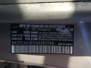 2016 Mercedes-Benz CLA 250 with VIN WDDSJ4GB5GN389788, listed as a Copart auction lot 39576194 with 86,856 mi miles and . Bid and sale history available at DreamBid. Image 12.
