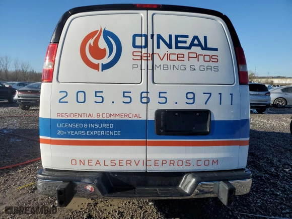 2017 GMC Savana Cargo Van with VIN 1GTW7AFF3H1915955, listed as a Copart auction lot 88039215 with 147,754 mi miles and Salvage Title. Bid and sale history available at carsss.com. Image 6.