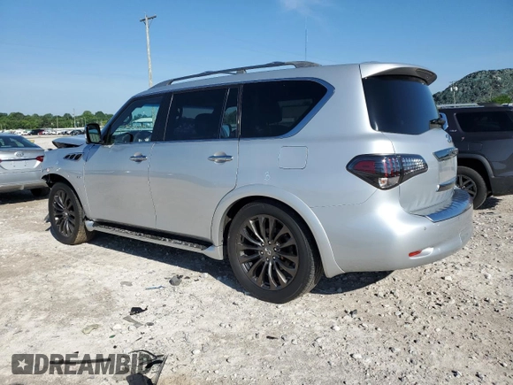 2015 Infiniti QX80 with VIN JN8AZ2NE7F9084529, listed as a Copart auction lot 55229374 with 213,465 mi miles and Salvage Title. Bid and sale history available at carsss.com. Image 2.