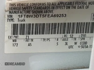 2015 Ford F-350 Lariat z VIN 1FT8W3DT5FEA69253, wystawiony jako Copart lot #58442895 z przebiegiem 317 670 mil mil oraz Czysty tytuł • Clean title. Historia ofert i sprzedaży dostępna na DreamBid. Obrazek 10.