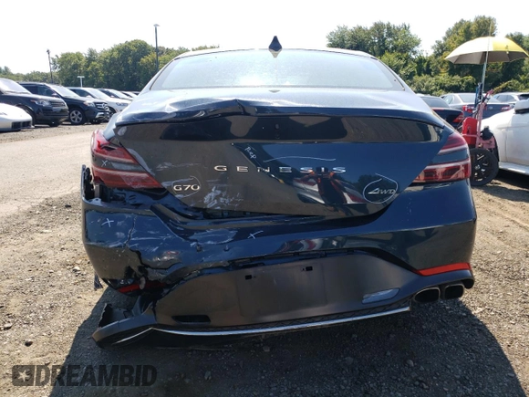 2023 Genesis G70 2.0T with VIN KMTG34TA6PU131696, listed as a Copart auction lot 69596114 with 29,968 mi miles and Salvage Title. Bid and sale history available at DreamBid. Image 6.