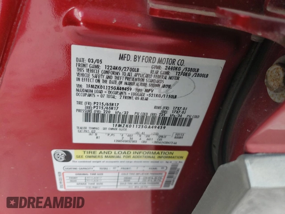 2005 Ford Freestyle SE with VIN 1FMZK01125GA49459, listed as a Copart auction lot 76355084 with 131,733 mi miles and Salvage Title. Bid and sale history available at carsss.com. Image 13.