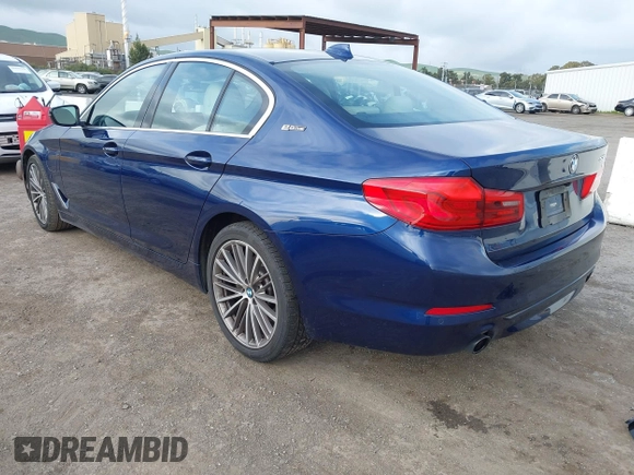 2019 BMW 5 Series 530e iPerformance with VIN WBAJA9C52KB398782, listed as a IAAI auction lot 41902660 with 37,857 mi miles. Bid and sale history available at carsss.com. Image 3.