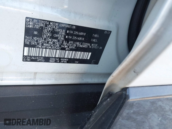 2021 Toyota RAV4 Hybrid XSE with VIN JTME6RFV6MJ005442, listed as a IAAI auction lot 41306055 with 24,187 mi miles. Bid and sale history available at carsss.com. Image 9.