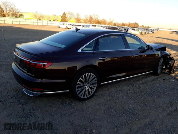 2019 Audi A8 L with VIN WAU8DAF81KN015846, listed as a Copart auction lot 39008333 with 13,245 mi miles. Bid and sale history available at carsss.com. Image 3.