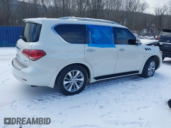2017 Infiniti QX80 with VIN JN8AZ2NEXH9157279, listed as a IAAI auction lot 41286158 with Not Provided miles and . Bid and sale history available at carsss.com. Image 4.