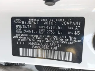 2013 Hyundai Genesis 3.8L with VIN KMHGC4DD0DU237513, listed as a IAAI auction lot 41329930 with 186,770 mi miles and . Bid and sale history available at DreamBid. Image 9.
