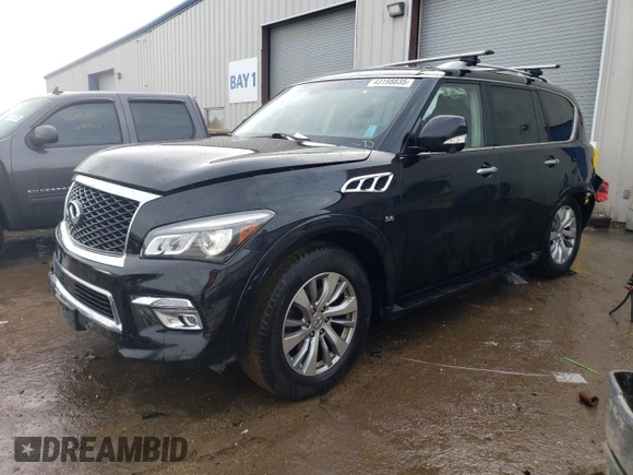 2016 Infiniti QX80 with VIN JN8AZ2NE5G9126763, listed as a Copart auction lot 43198835 with 182,316 mi miles and Salvage Title. Bid and sale history available at DreamBid. Image 1.