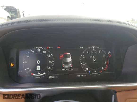 2021 Land Rover Range Rover Autobiography with VIN SALGV5SE1MA448455, listed as a Copart auction lot 59468815 with 93,542 mi miles and Salvage title. Bid and sale history available at DreamBid. Image 9.