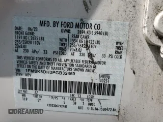 2023 Ford Explorer XLT with VIN 1FMSK8DH3PGB32460, listed as a Copart auction lot 61138545 with 49,434 mi miles and Salvage title. Bid and sale history available at DreamBid. Image 13.