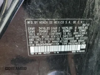 2017 Honda Fit LX with VIN 3HGGK5H58HM711154, listed as a Copart auction lot 52015615 with 113,055 mi miles and Salvage Title. Bid and sale history available at carsss.com. Image 12.