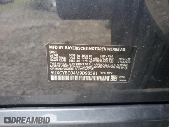 2021 BMW X6 M50i z VIN 5UXCY8C04M9D98591, wystawiony jako Copart lot #60606155 z przebiegiem 90 639 mil mil oraz Czysty tytuł • Clean title. Historia ofert i sprzedaży dostępna na DreamBid. Obrazek 13.