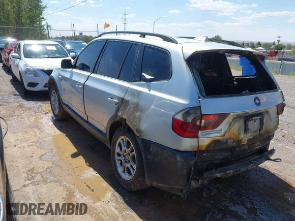 2004 BMW X3 2.5i with VIN WBXPA734X4WB23798, listed as a IAAI auction lot 40303384 with 1 mi miles. Bid and sale history available at carsss.com. Image 3.