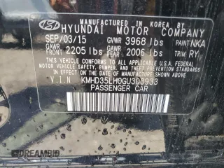 2016 Hyundai Elantra with VIN KMHD35LH0GU303933, listed as a Copart auction lot 66373335 with 133,593 mi miles and Clean title. Bid and sale history available at DreamBid. Image 12.
