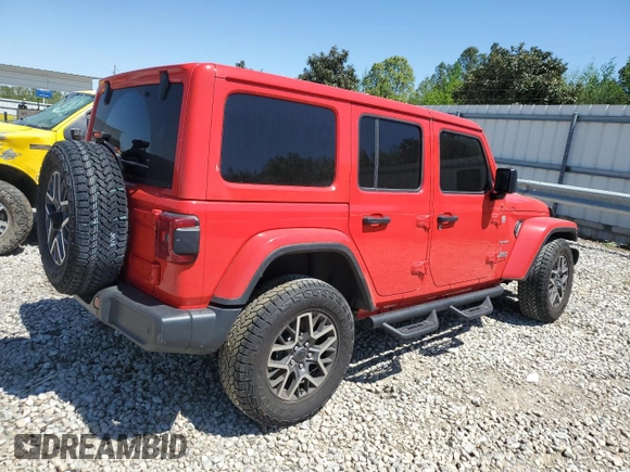 2024 Jeep Wrangler Sahara z VIN 1C4PJXEG6RW266773, wystawiony jako Copart lot #53257415 z przebiegiem 9 655 mil mil oraz Szkoda całkowita • Salvage title. Historia ofert i sprzedaży dostępna na DreamBid. Obrazek 3.