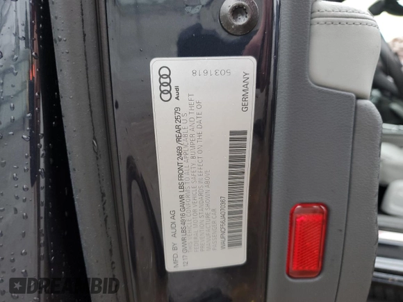 2018 Audi A5 Sportback Prestige with VIN WAUFNCF56JA070367, listed as a Copart auction lot 50656084 with Not Provided miles and . Bid and sale history available at DreamBid. Image 12.