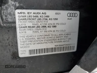 2021 Audi Q5 Premium Plus z VIN WA1BAAFY3M2071111, wystawiony jako Copart lot #53867725 z przebiegiem 43 416 mil mil oraz Szkoda całkowita • Salvage title. Historia ofert i sprzedaży dostępna na DreamBid. Obrazek 13.