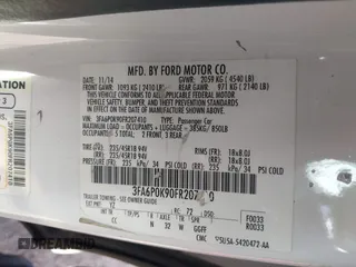 2015 Ford Fusion Titanium with VIN 3FA6P0K90FR207410, listed as a IAAI auction lot 41742534 with 171,008 mi miles. Bid and sale history available at carsss.com. Image 9.