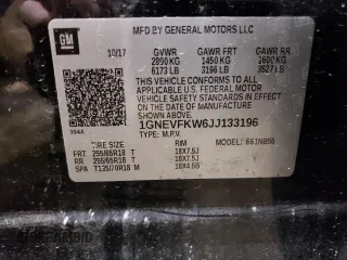 2018 Chevrolet Traverse LS z VIN 1GNEVFKW6JJ133196, wystawiony jako Copart lot #54419275 z przebiegiem 93 345 mil mil oraz Nie do naprawy • Non repairable. Historia ofert i sprzedaży dostępna na DreamBid. Obrazek 13.