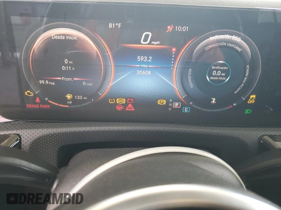 2021 Mercedes-Benz A 220 with VIN W1K3G4EBXMJ309829, listed as a Copart auction lot 55220735 with 30,608 mi miles and Non repairable. Bid and sale history available at DreamBid. Image 9.