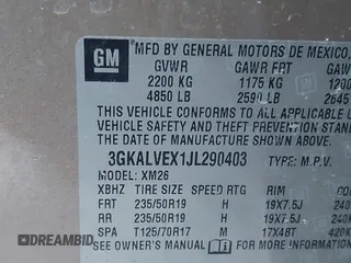 2018 GMC Terrain SLT with VIN 3GKALVEX1JL290403, listed as a IAAI auction lot 41592709 with 89,219 mi miles and . Bid and sale history available at carsss.com. Image 9.