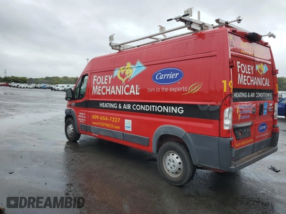 2018 Ram ProMaster Cargo with VIN 3C6URVHG9JE139419, listed as a Copart auction lot 72586384 with 56,539 mi miles and Salvage Title. Bid and sale history available at DreamBid. Image 2.