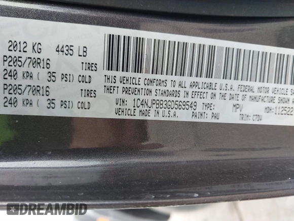 2016 Jeep Patriot Sport with VIN 1C4NJPBB3GD569549, listed as a IAAI auction lot 42210302 with 110,732 mi miles and . Bid and sale history available at carsss.com. Image 9.