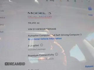 2020 Tesla Model 3 Performance z VIN 5YJ3E1EC6LF805448, wystawiony jako IAAI lot #42207433 z przebiegiem 114 412 mil mil oraz . Historia ofert i sprzedaży dostępna na DreamBid. Obrazek 7.
