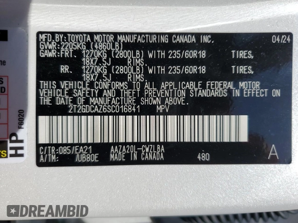 2025 Lexus NX 250 Premium с VIN 2T2GDCAZ6SC016841, выставлен на аукционе Copart как лот 51912325 с пробегом 2 711 миль миль и Списание • Salvage title. История ставок и продаж доступна на DreamBid. Изображение 13.