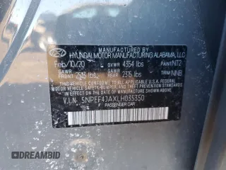 2020 Hyundai Sonata SEL z VIN 5NPEF4JAXLH035350, wystawiony jako Copart lot #49382765 z przebiegiem 80 259 mil mil oraz Szkoda całkowita • Salvage title. Historia ofert i sprzedaży dostępna na DreamBid. Obrazek 15.