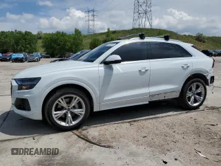 2023 Audi Q8 Premium Plus with VIN WA1BVBF17PD038960, listed as a Copart auction lot 58250505 with 2,689 mi miles and Salvage title. Bid and sale history available at DreamBid. Image 1.