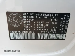 2015 Volkswagen Jetta SE z VIN 3VWD07AJ8FM254995, wystawiony jako Copart lot #59580835 z przebiegiem 226 717 mil mil oraz Czysty tytuł • Clean title. Historia ofert i sprzedaży dostępna na DreamBid. Obrazek 12.