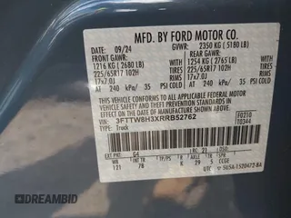 2024 Ford Maverick XLT z VIN 3FTTW8H3XRRB52762, wystawiony jako IAAI lot #42107546 z przebiegiem 6 627 mil mil oraz . Historia ofert i sprzedaży dostępna na DreamBid. Obrazek 9.