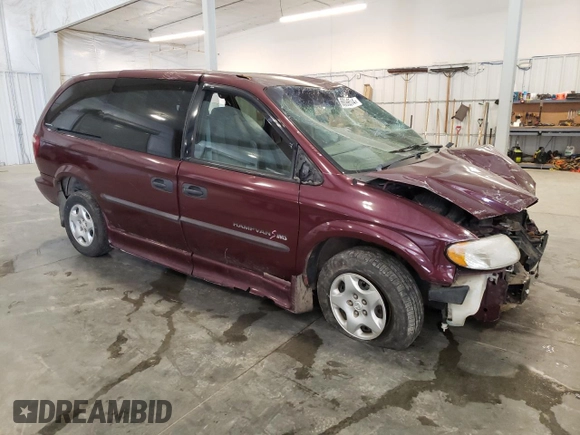2002 Dodge Caravan SE with VIN 1B4GP24392B727068, listed as a Copart auction lot 69099514 with 0 mi miles and Salvage Title. Bid and sale history available at carsss.com. Image 4.