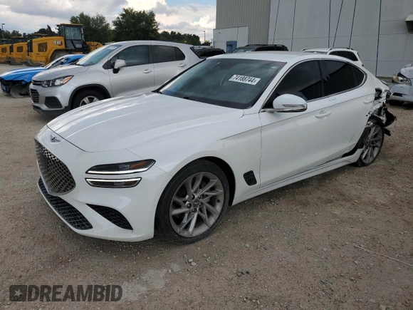 2022 Genesis G70 2.0T with VIN KMTG34TA5NU086926, listed as a Copart auction lot 74188744 with 39,898 mi miles and Salvage Title. Bid and sale history available at DreamBid. Image 1.